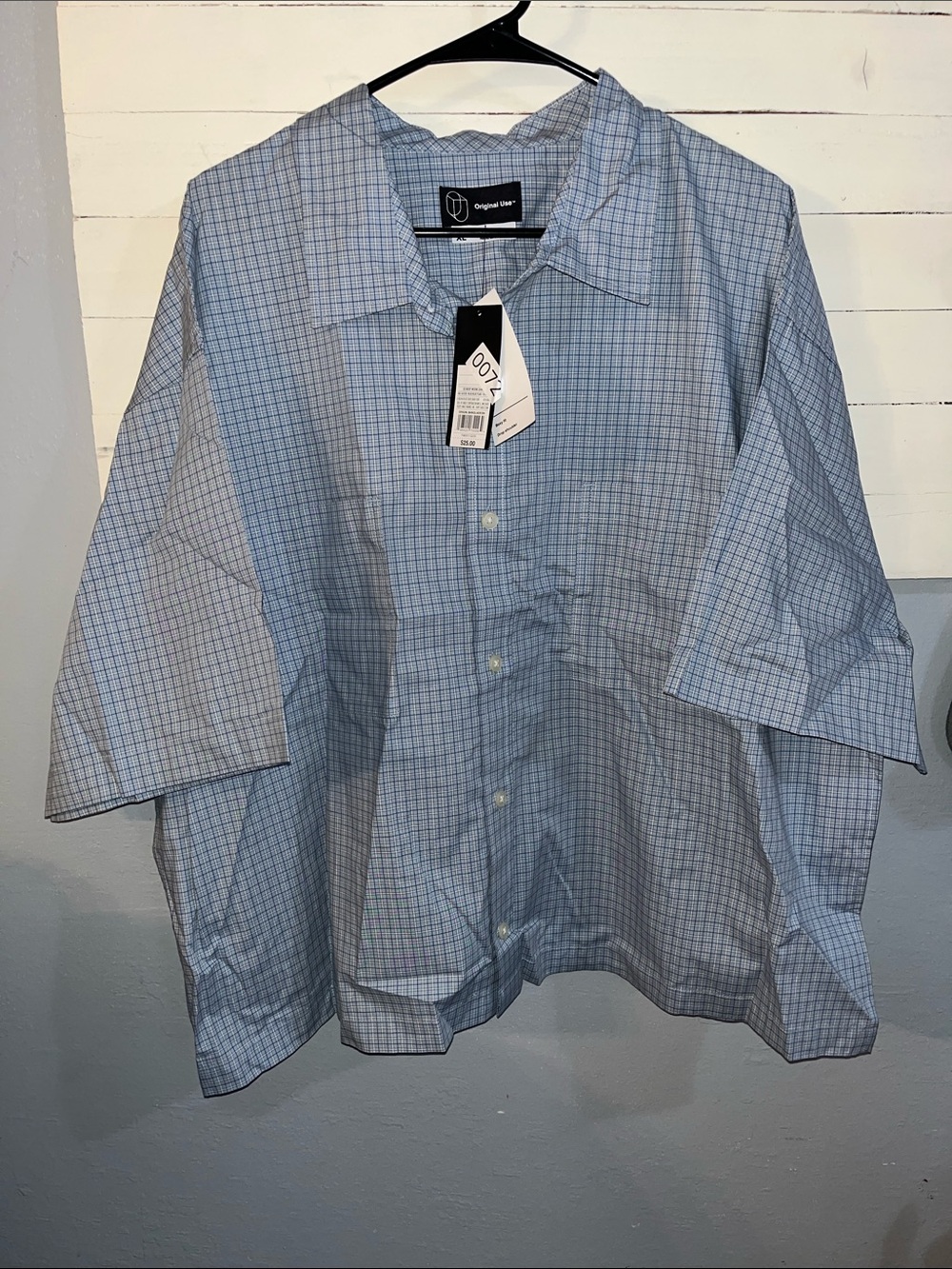 Original Use Blue Checked Short-Sleeve Button-Down Shirt